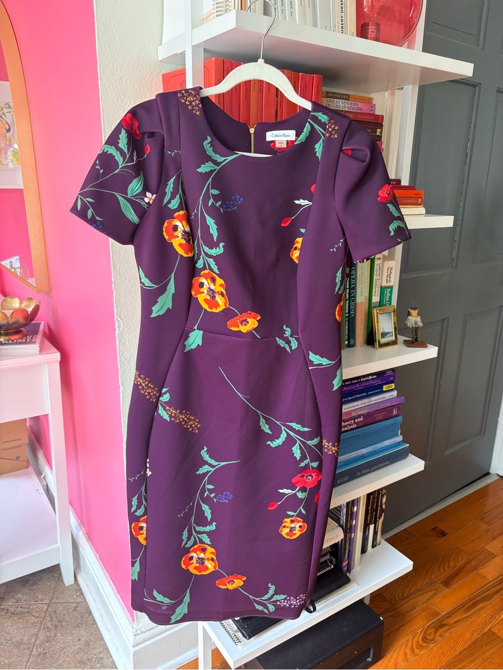 Calvin Klein Purple Floral Midi Dress